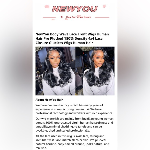 HUMAN HAIR Body Wave Lace Front Wig 4x4 Closure 180% Density Brazilian Glueless - Picture 7 of 14